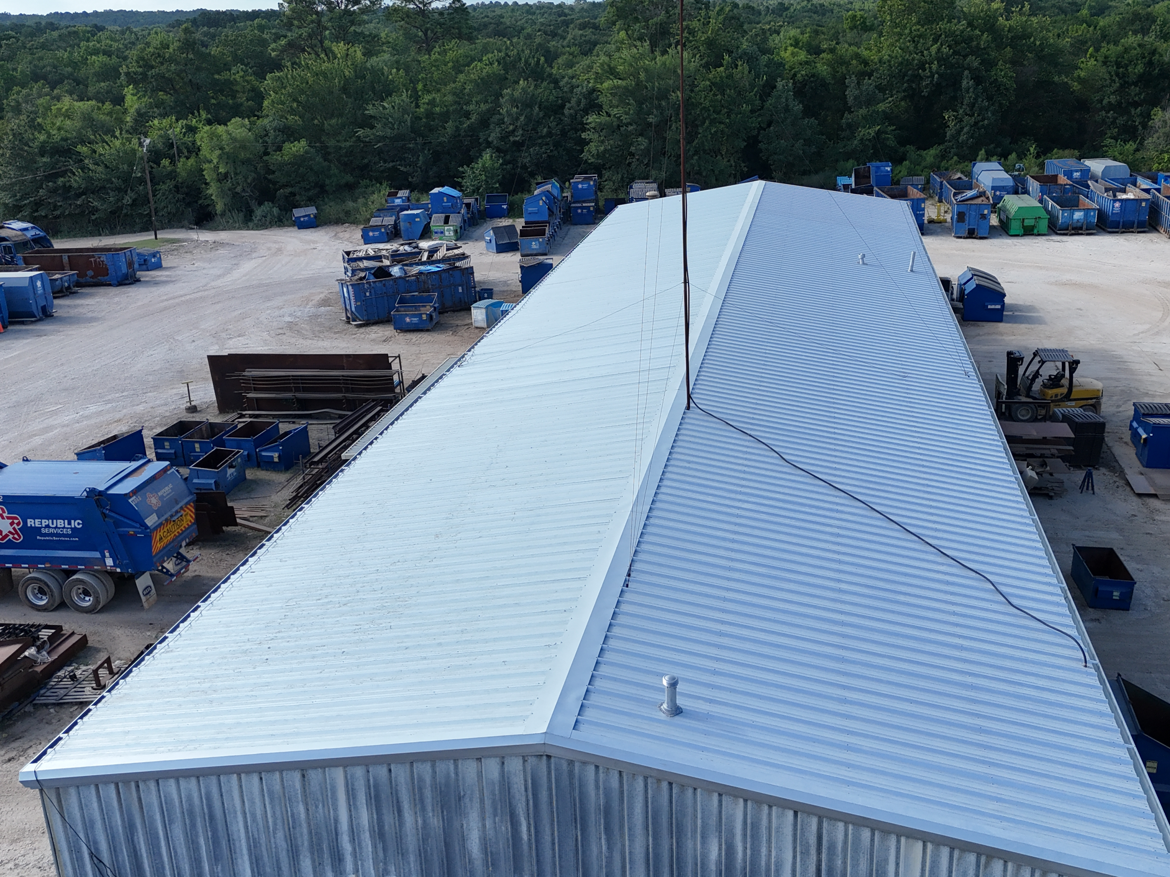 Metal roof replacement in progress — Republic Services Kilgore